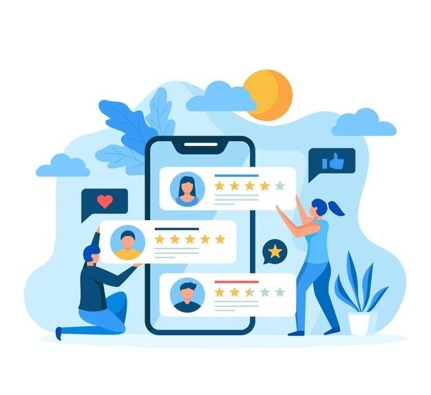ilustrare animată pentru verificarea recenziilor online relatate cu dentistul pe care vrei să-l alegi
