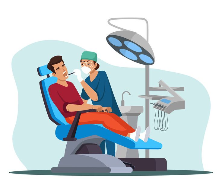bărbat la dentist, doamna dentist îi face o consultație